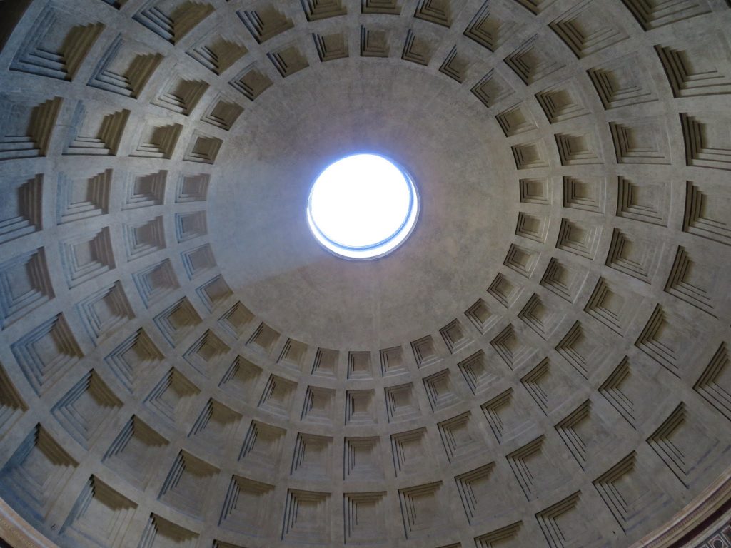 Photograph of the coffered dome of the Pantheon. 